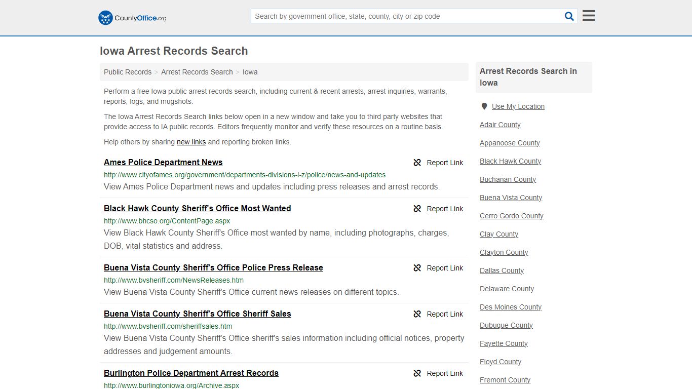 Arrest Records Search - Iowa (Arrests & Mugshots) - County Office